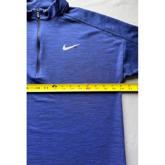 Nike Dri Fit Sweatshirt Women Medium Blue 1/4 Zip Long Sleeve High Neck Running - Picture 7 of 16